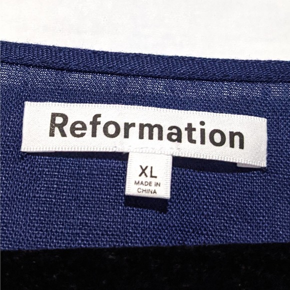 NWT Reformation Weiss Linen Wrap Midi Dress Danube Blue Women's Size XL - Picture 10 of 11